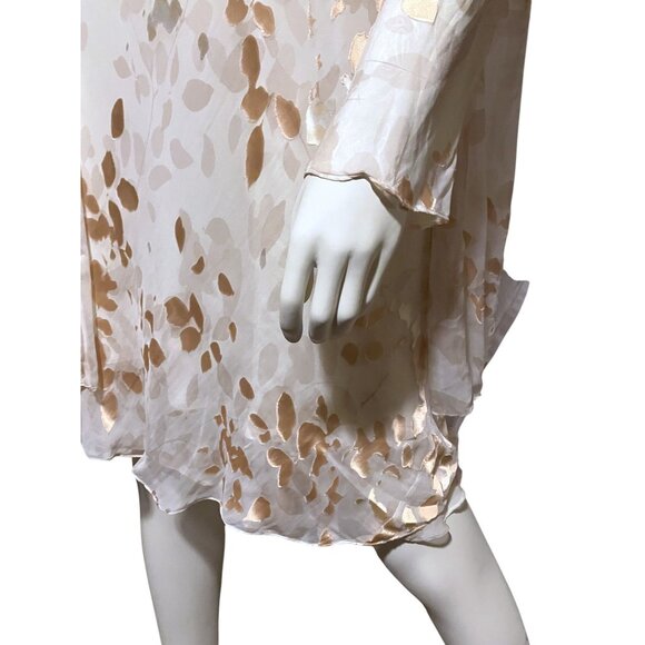 Y2K Silk Blend Midi Dress 12 Attached Duster Bias Cut Burnout Satin Fairy - Picture 5 of 11